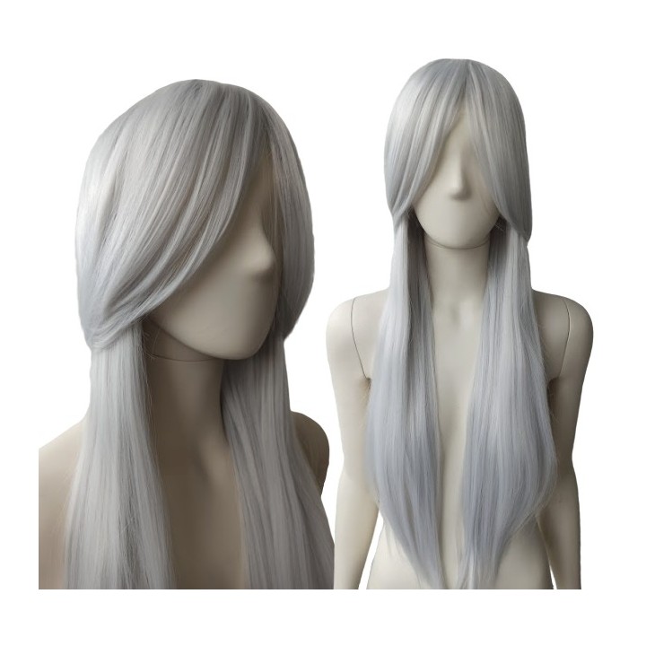 Peruka szara Ciri cosplay siwa proste długie włosy PK005