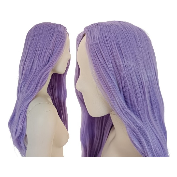 Peruka bez grzywki lawendowa fioletowa pastel goth PK023