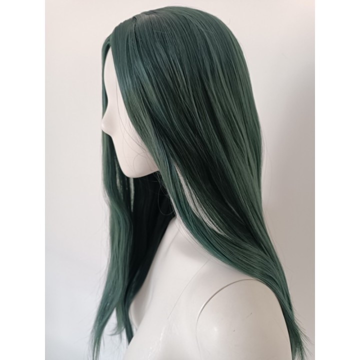 Peruka bez grzywki zielona ciemna zieleń butelkowa PK091