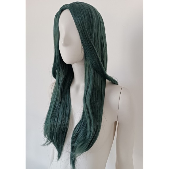 Peruka bez grzywki zielona ciemna zieleń butelkowa PK091