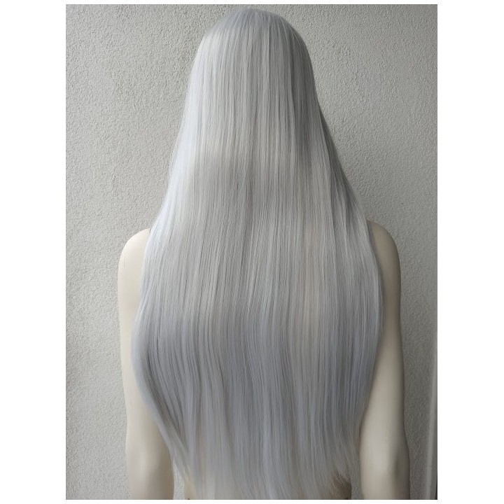 Peruka szara Ciri cosplay siwa proste długie włosy PK005