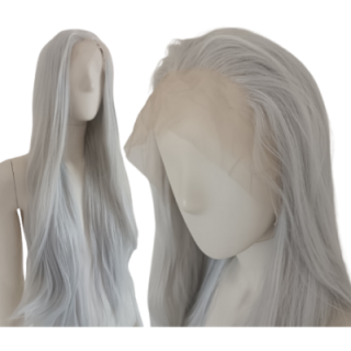 Peruka lace front szara siwa cosplay Wiedźmin Ciri LF005