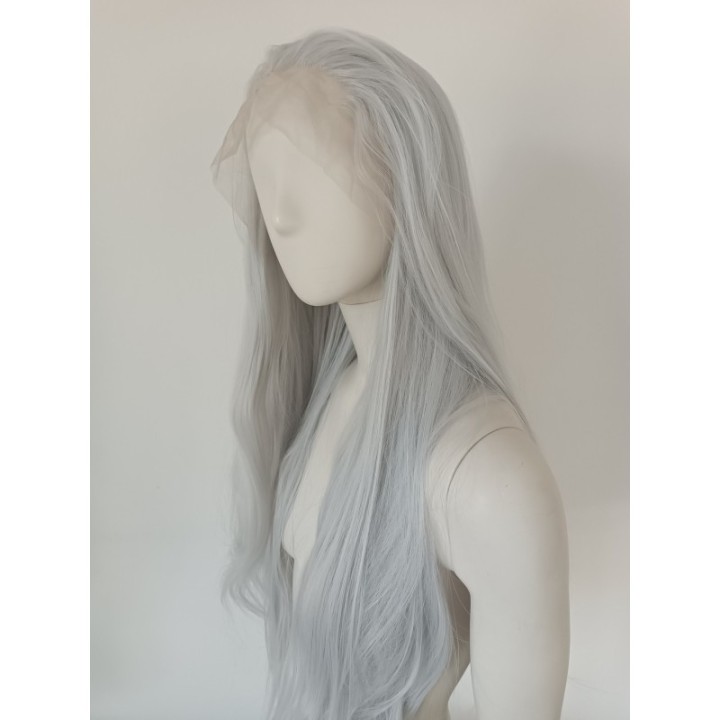 Peruka lace front szara siwa cosplay Wiedźmin Ciri LF005
