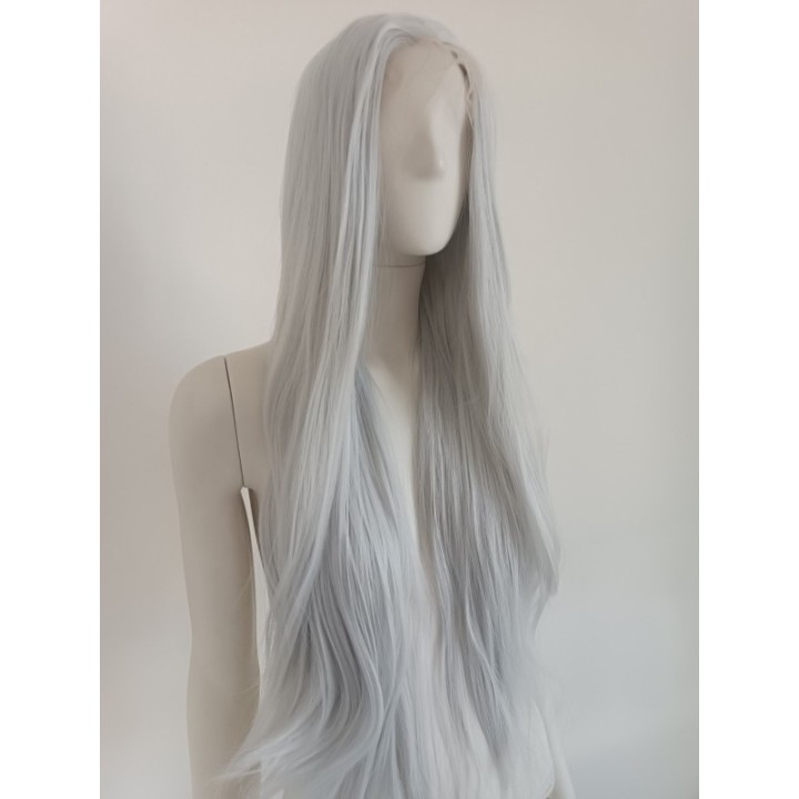 Peruka lace front szara siwa cosplay Wiedźmin Ciri LF005
