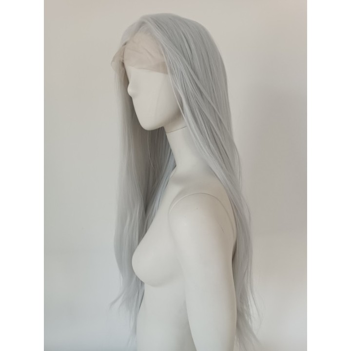 Peruka lace front szara siwa cosplay Wiedźmin Ciri LF005