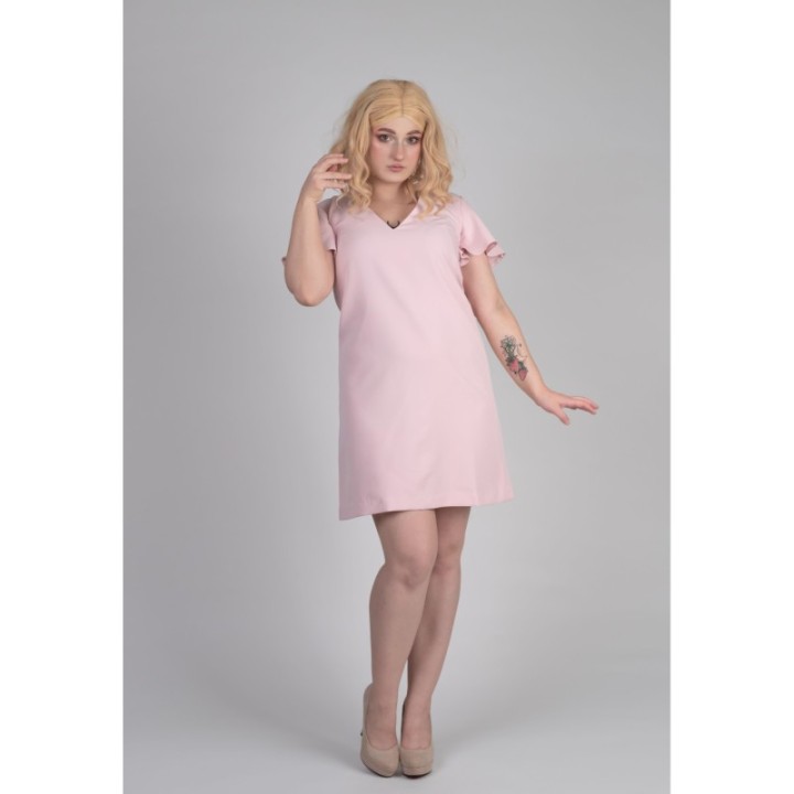 Sukienka trapezowa pudrowy róż TESSA