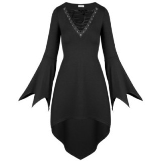 Sukienka z szerokimi rękawami nietoperz gotycka NOCTURNE