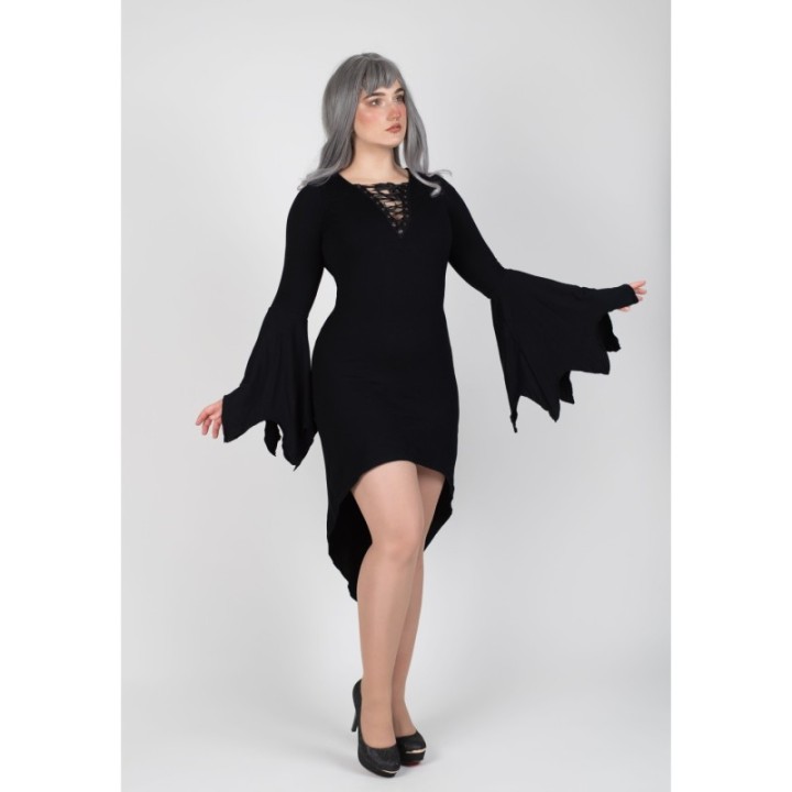 Sukienka z szerokimi rękawami nietoperz gotycka NOCTURNE