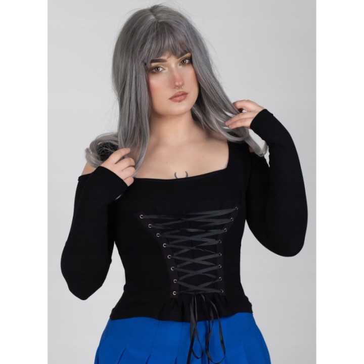 Bluzka gotycka 2w1 gorset sznurowana LILITH