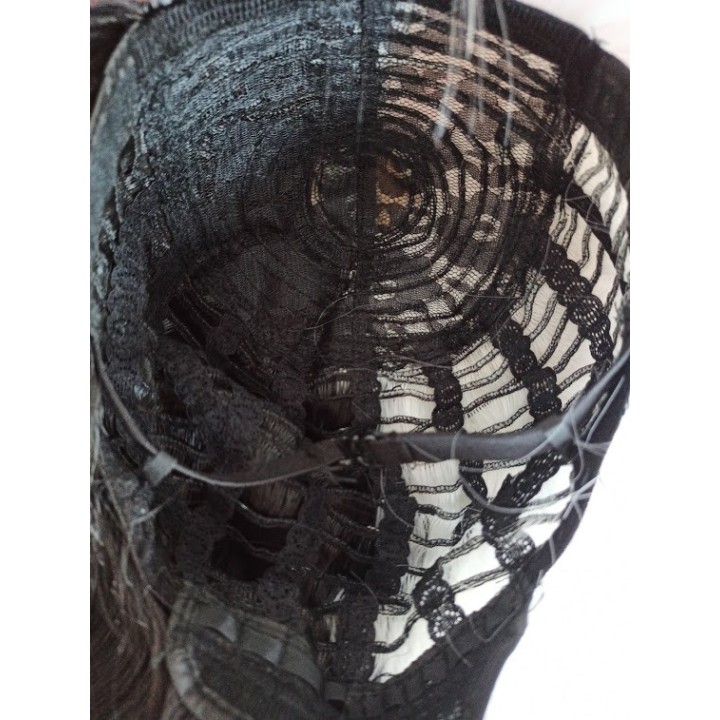 Peruka czarno biała do ramion falowana dwukolorowa PK001