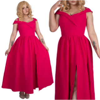 Sukienka z rozcięciem długa fuksja magenta maxi DONATELLA