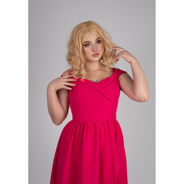 Sukienka z rozcięciem długa fuksja magenta maxi DONATELLA