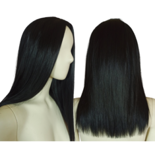 Peruka czarna bez grzywki long bob do ramion czarne proste włosy PK024