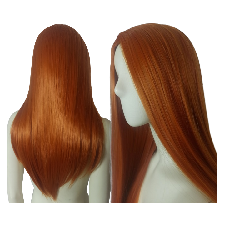 Peruka bez grzywki ruda pomarańczowa cosplay długa PK093