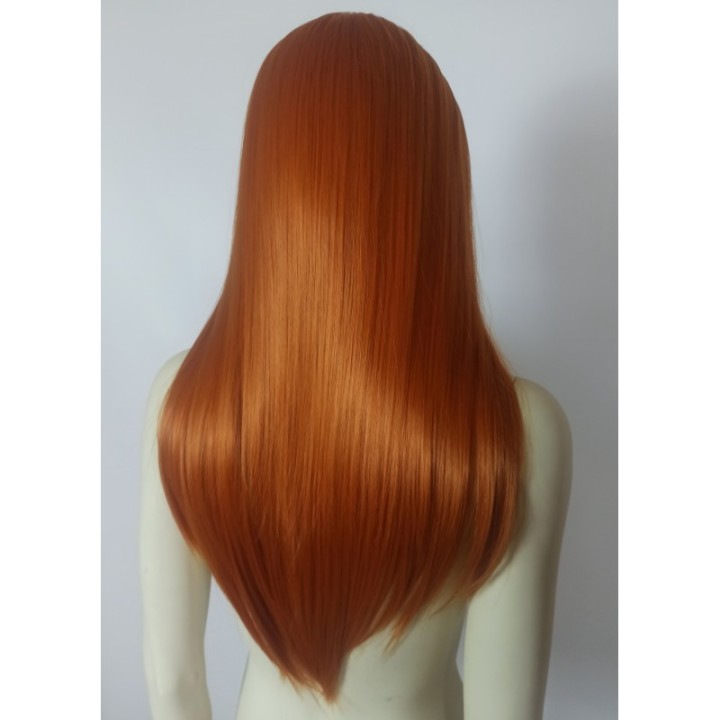 Peruka bez grzywki ruda pomarańczowa cosplay długa PK093