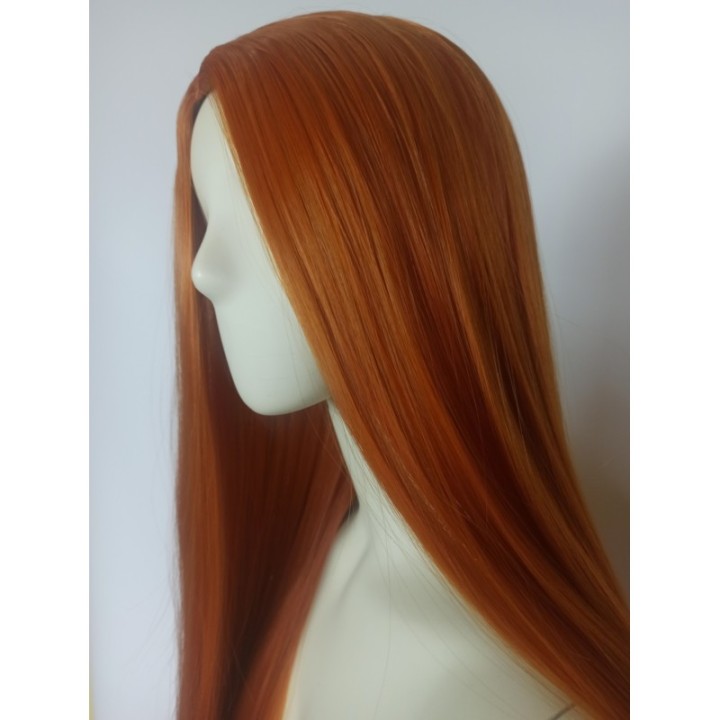 Peruka bez grzywki ruda pomarańczowa cosplay długa PK093