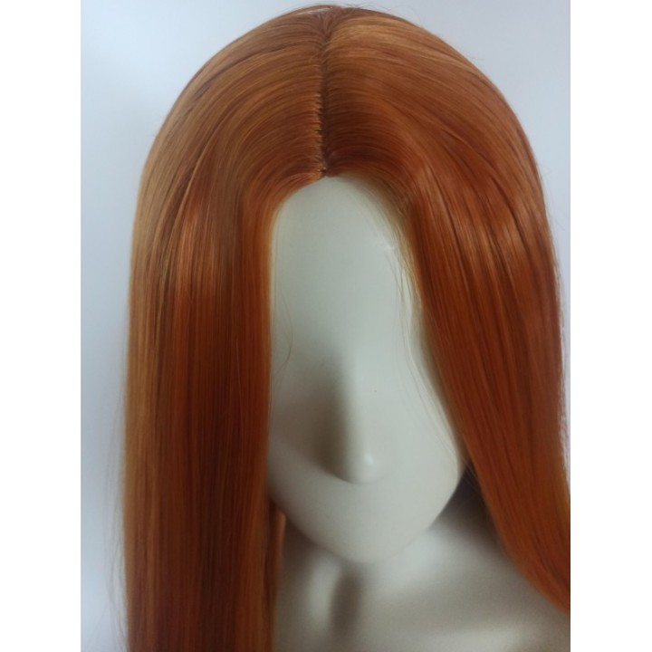 Peruka bez grzywki ruda pomarańczowa cosplay długa PK093