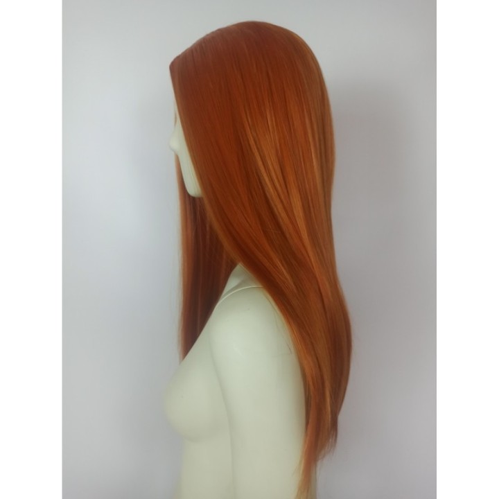 Peruka bez grzywki ruda pomarańczowa cosplay długa PK093
