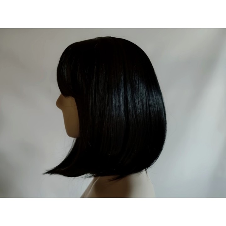 Peruka czarna krótki bob z prostą grzywką gęsta do ramion PK111