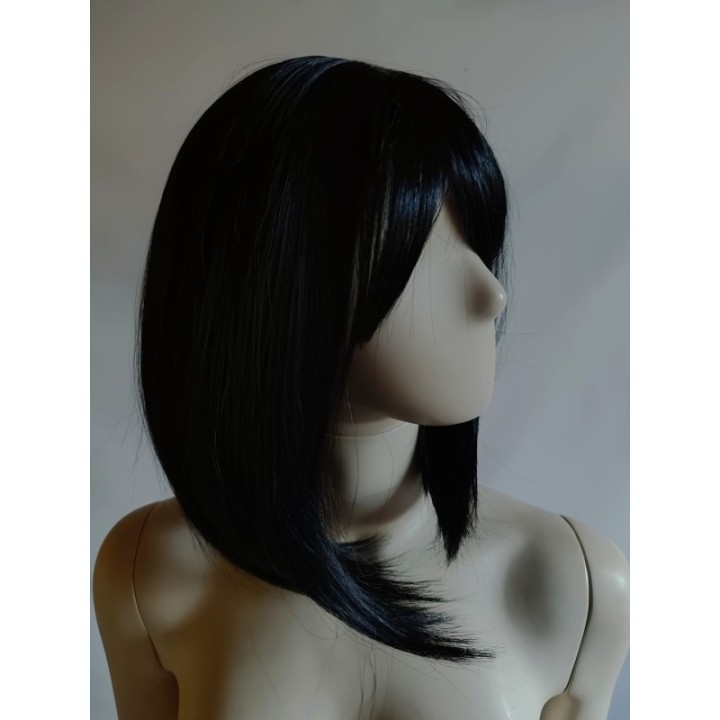 Peruka czarna krótki bob z prostą grzywką gęsta do ramion PK111