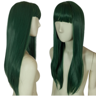 Peruka ciemnozielona z prosą grzywką zielona Tsuyu Asui cosplay PK103