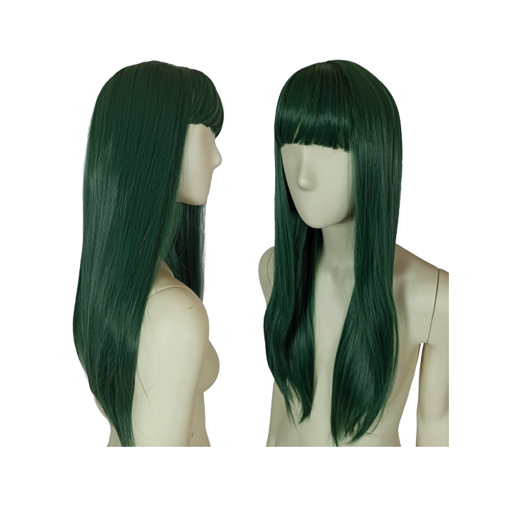 Peruka ciemnozielona z prosą grzywką zielona Tsuyu Asui cosplay PK103