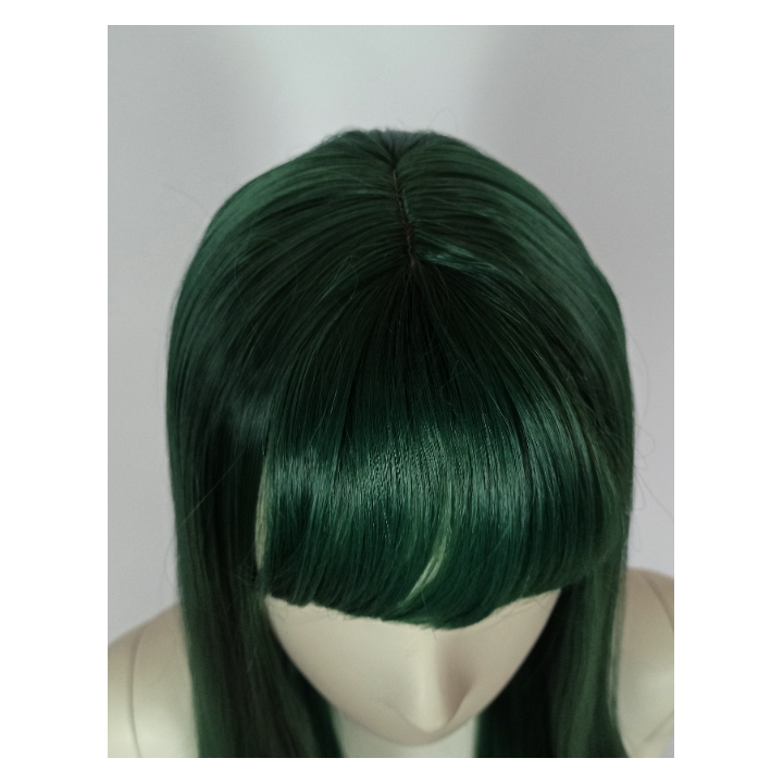 Peruka ciemnozielona z prosą grzywką zielona Tsuyu Asui cosplay PK103