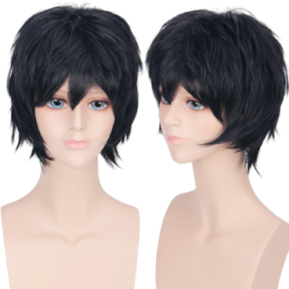 Krótka męska peruka czarna cosplay termoodporna PK017