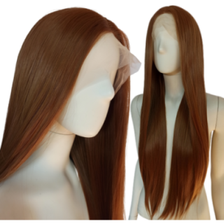 Peruka długa LACE FRONT ciepły złoty brąz brązowa LF008