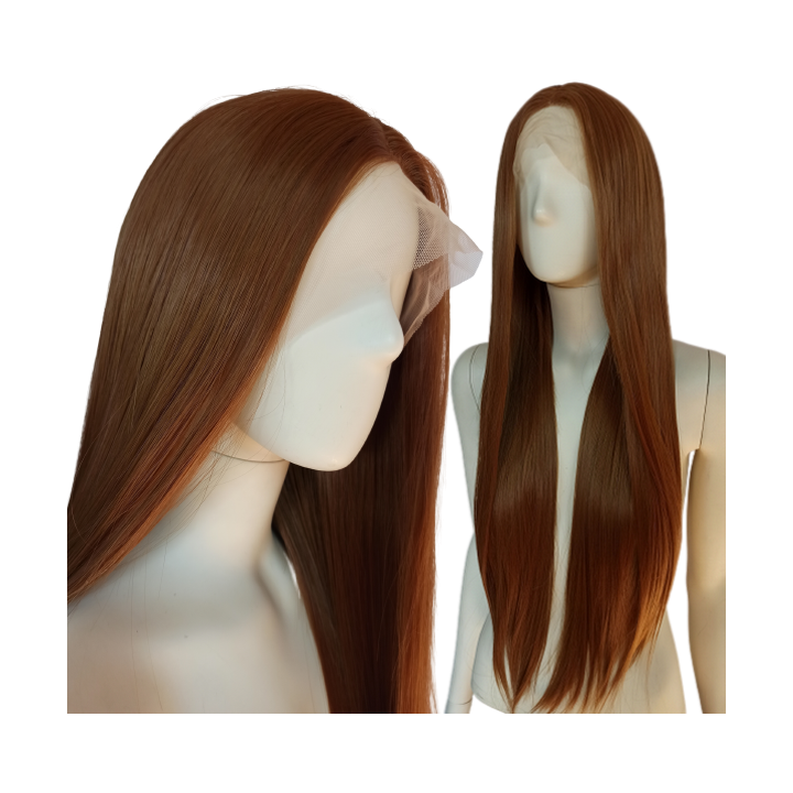 Peruka długa LACE FRONT ciepły złoty brąz brązowa LF008