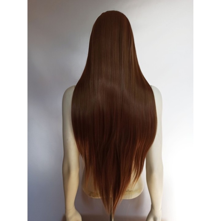 Peruka długa LACE FRONT ciepły złoty brąz brązowa LF008