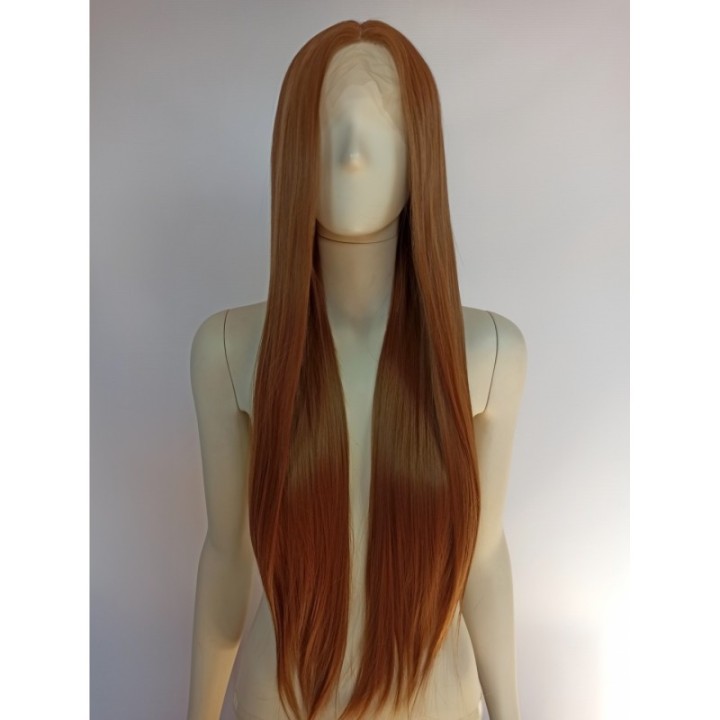 Peruka długa LACE FRONT ciepły złoty brąz brązowa LF008