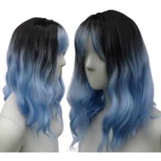 Peruka błękitna OMBRE fale loki nu goth niebieska PK073
