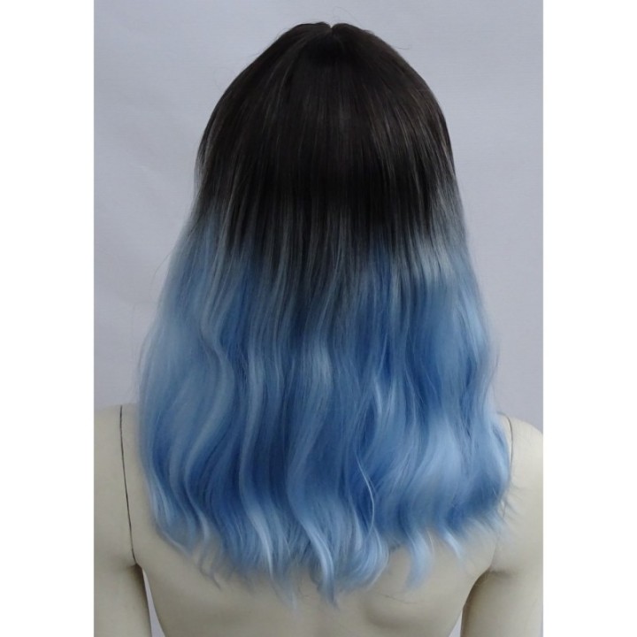 Peruka błękitna OMBRE fale loki nu goth niebieska PK073