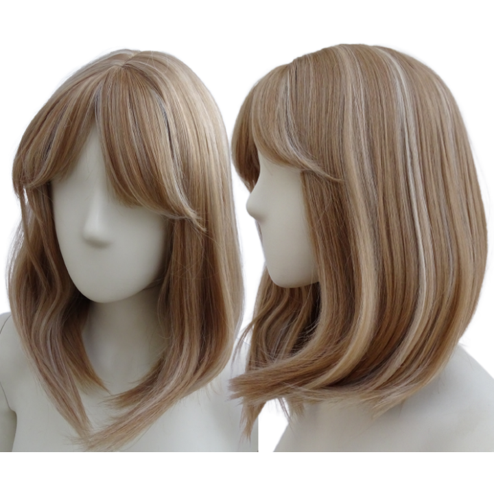 Peruka bob grzywka naturalny ciemny blond pasemka PK141