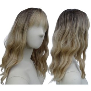 Peruka blond fale do ramion ombre sombre z grzywką PK076