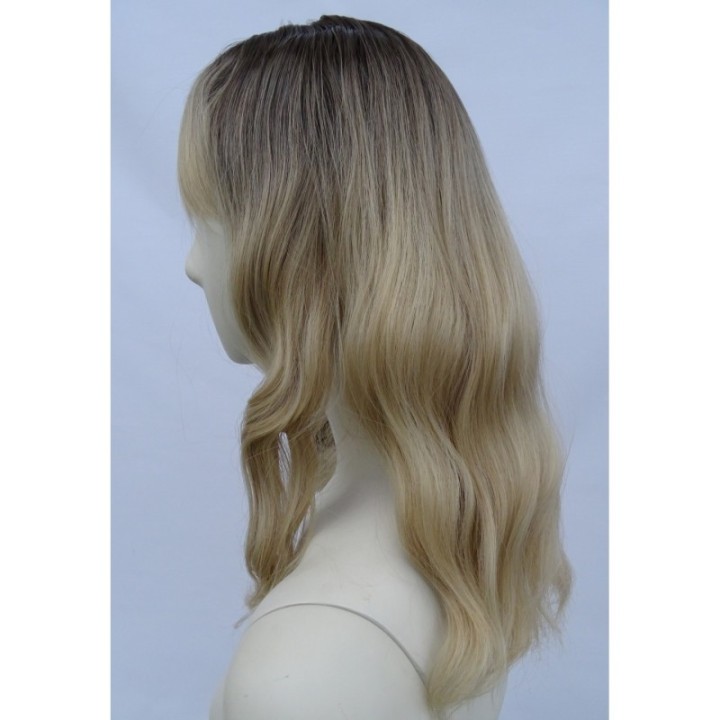 Peruka blond fale do ramion ombre sombre z grzywką PK076