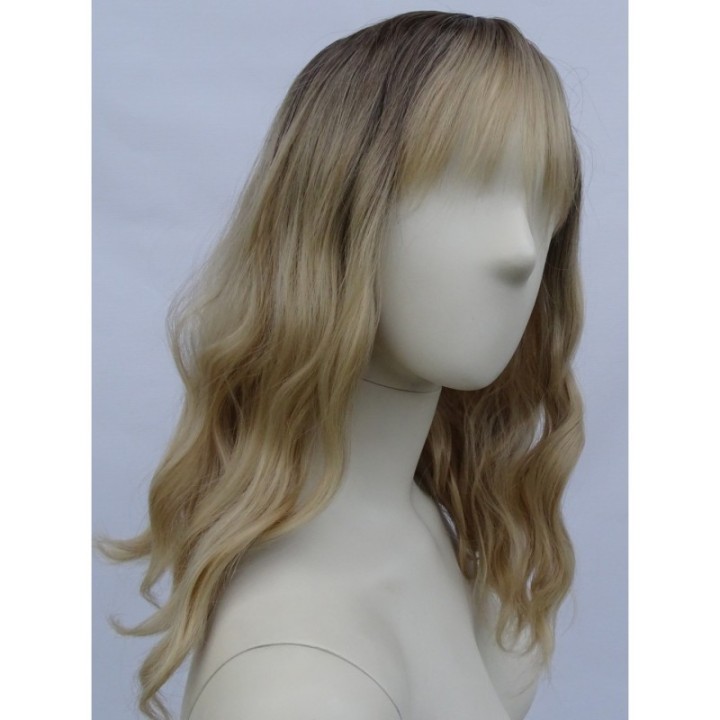 Peruka blond fale do ramion ombre sombre z grzywką PK076