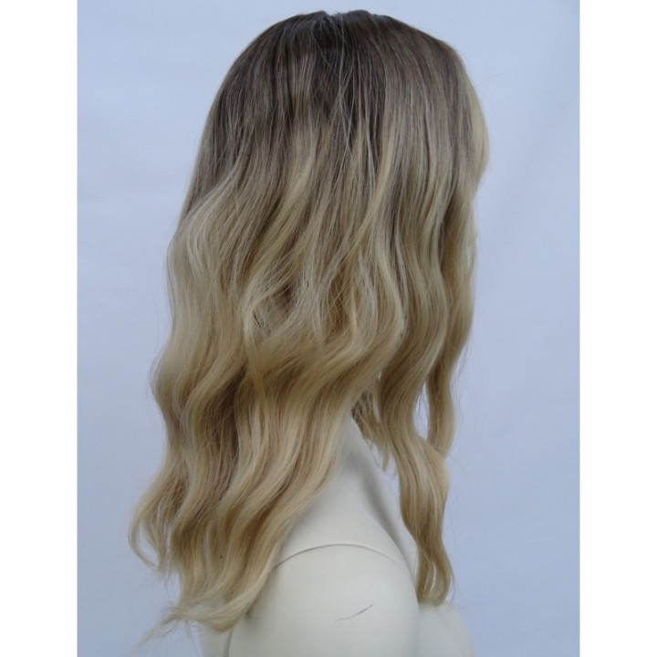 Peruka blond fale do ramion ombre sombre z grzywką PK076