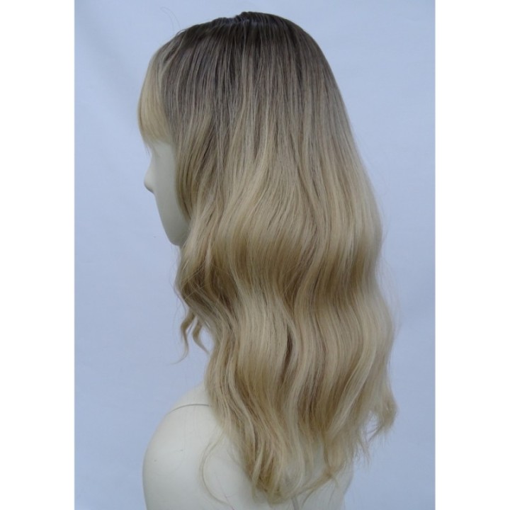 Peruka blond fale do ramion ombre sombre z grzywką PK076