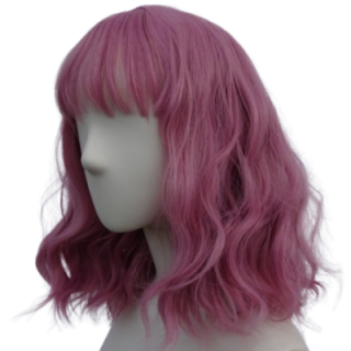 Peruka brudny róż różowa fale z grzywką do ramion PK056