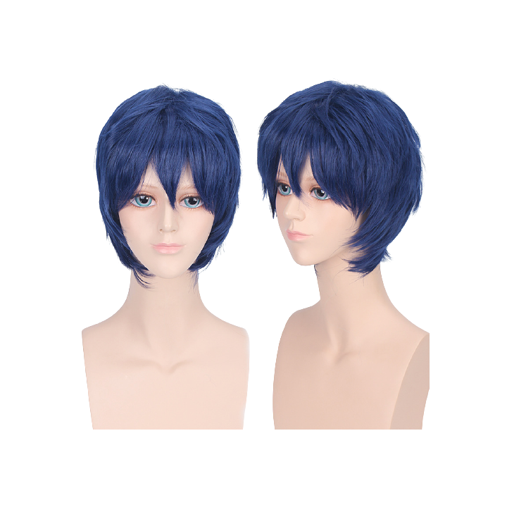 Peruka granatowa niebieska z krótkimi włosami cosplay PK021