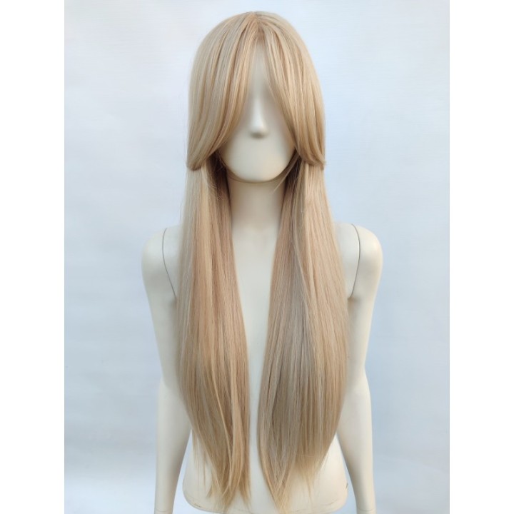 Peruka z długą grzywką platynowy blond Barbie cosplay długa PK051