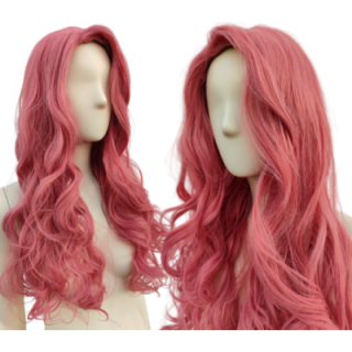 Peruka różowa ciemny róż lokowana loki fale bez grzywki cosplay anime PK122