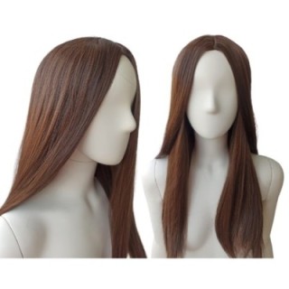 Peruka bez grzywki brązowa z przedziałkiem gęsta PK016