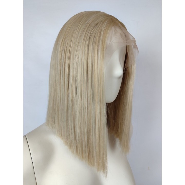 Peruka lace front jasny zimny platynowy blond long bob LF009