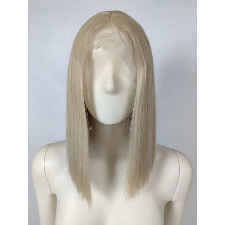 Peruka lace front jasny zimny platynowy blond long bob LF009