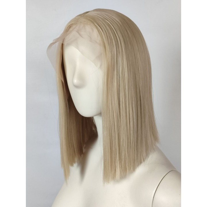 Peruka lace front jasny zimny platynowy blond long bob LF009
