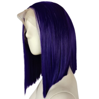 Peruka lace front fioletowa ciemny fiolet Raven cosplay long bob LF010