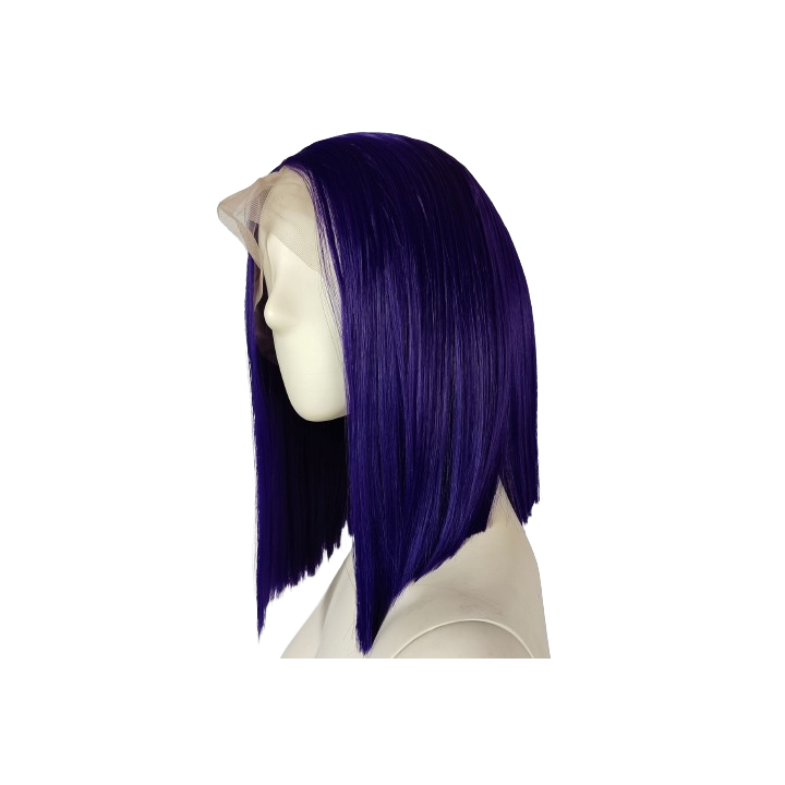 Peruka lace front fioletowa ciemny fiolet Raven cosplay long bob LF010